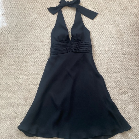 LYNDIA Midi Black Dress Size 2 Tie Neck Open Back Cocktail Party New Years - Picture 1 of 12